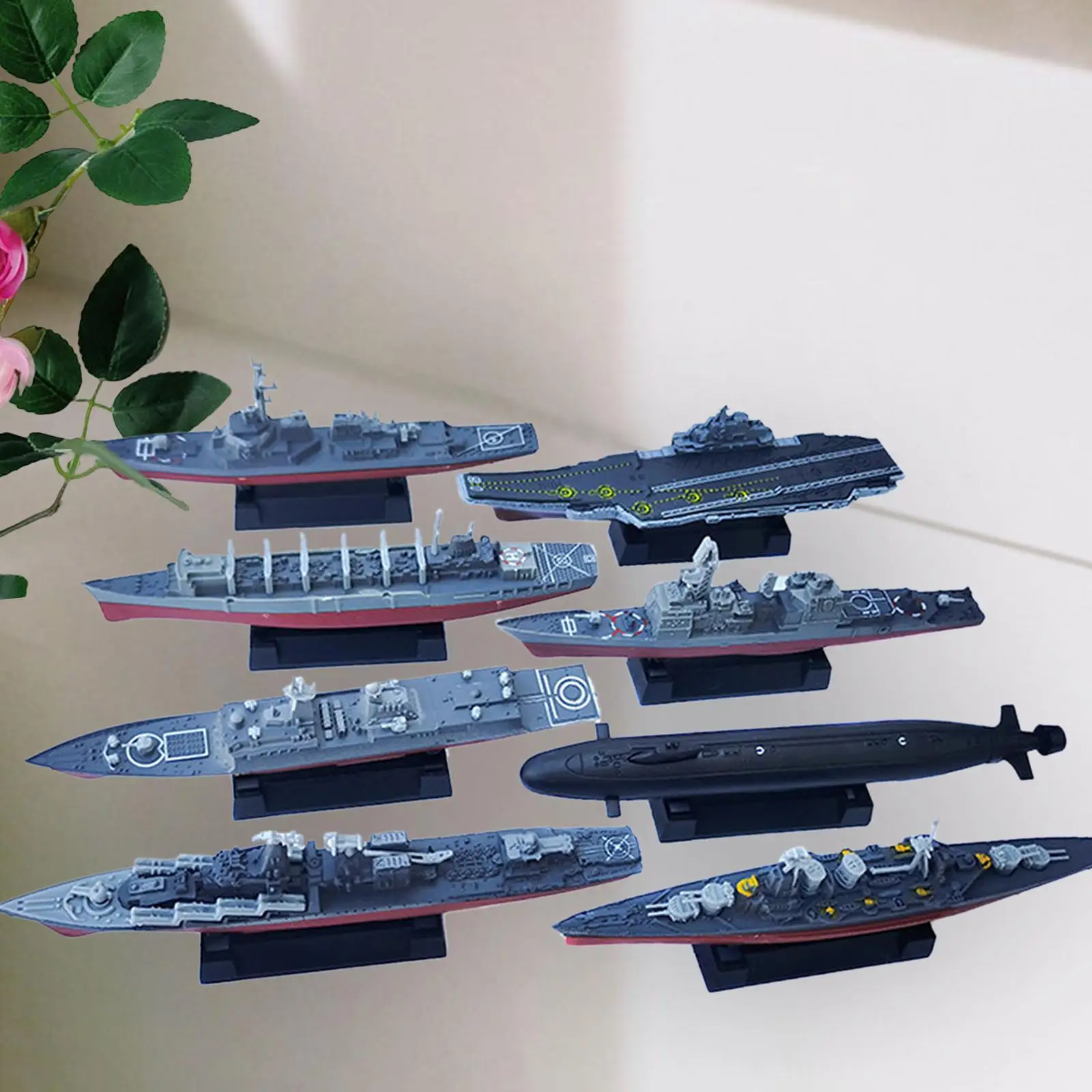 8Pcs Plastic Model Warships Ship Kits Modern Educational Toys Aircraft Model Navy Ship for Boys Girls Kids Adults Gifts