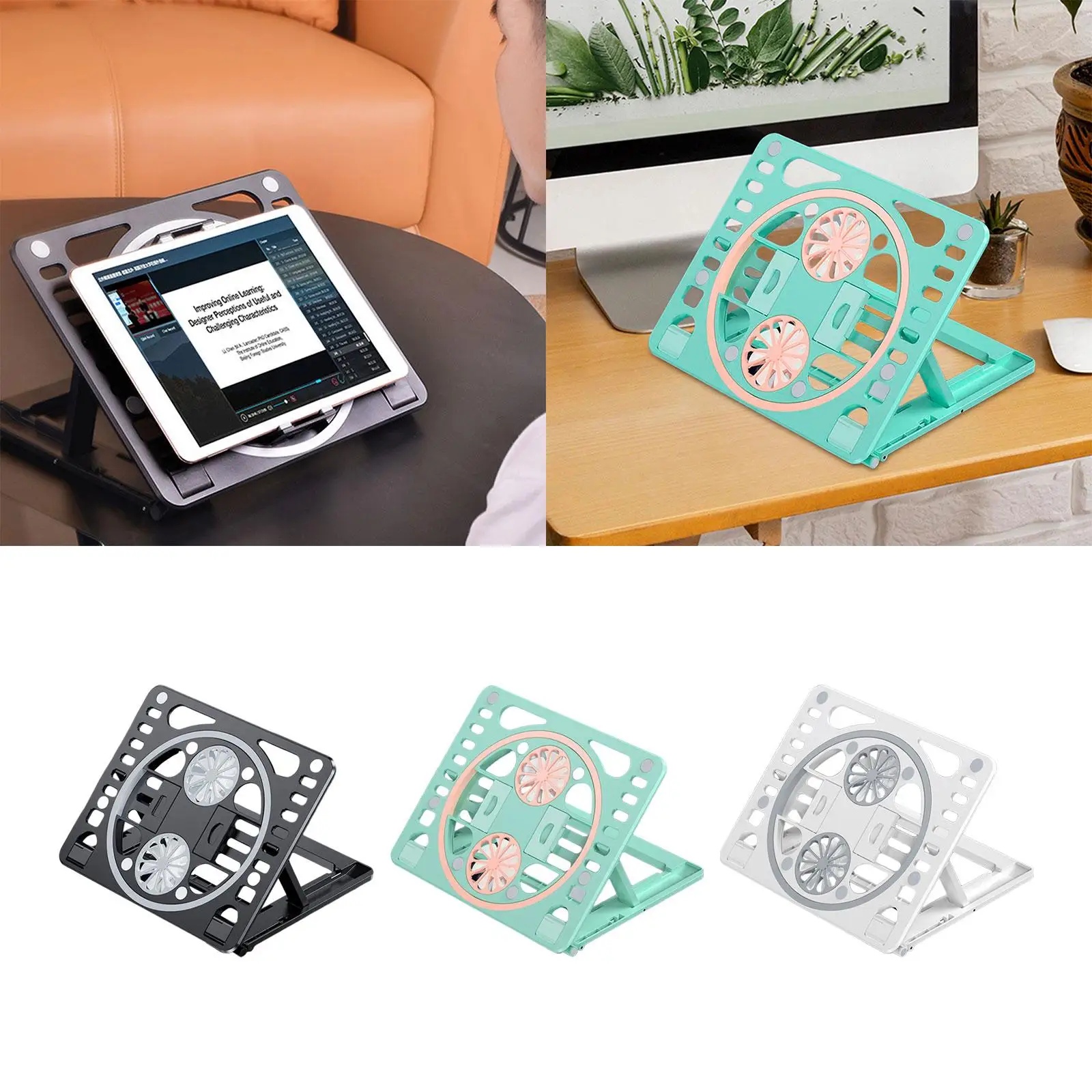 Laptop Cooling Pad USB Powered 6 Height Adjustment with 2 Quiet Fans Portable Laptop Cooling Fan Stand for Desk Office Home