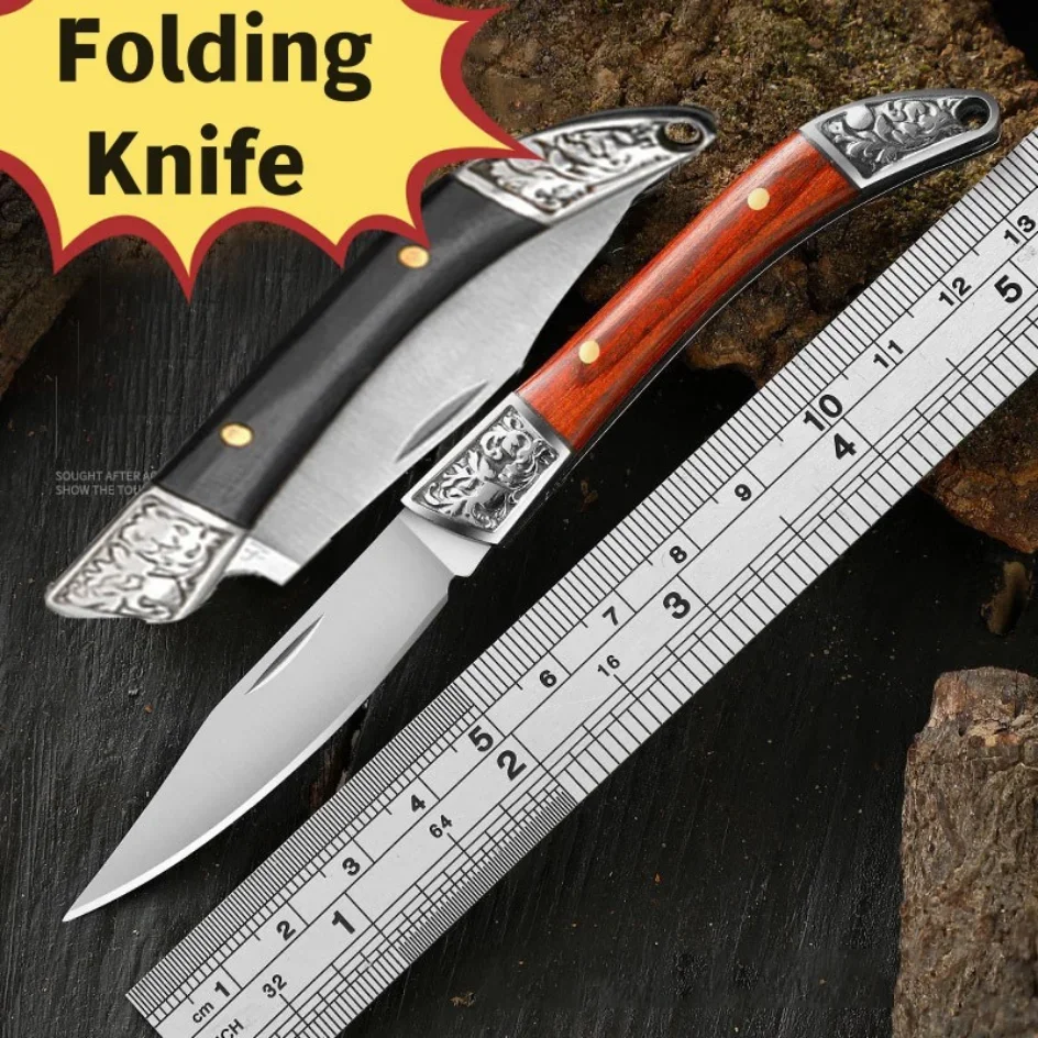 Description Picture 2 of itemStainless Steel Folding Pocket Knife Fruit Knife with Wooden Handle Multifunctional Knives for Easy Carrying Kitchen Knives