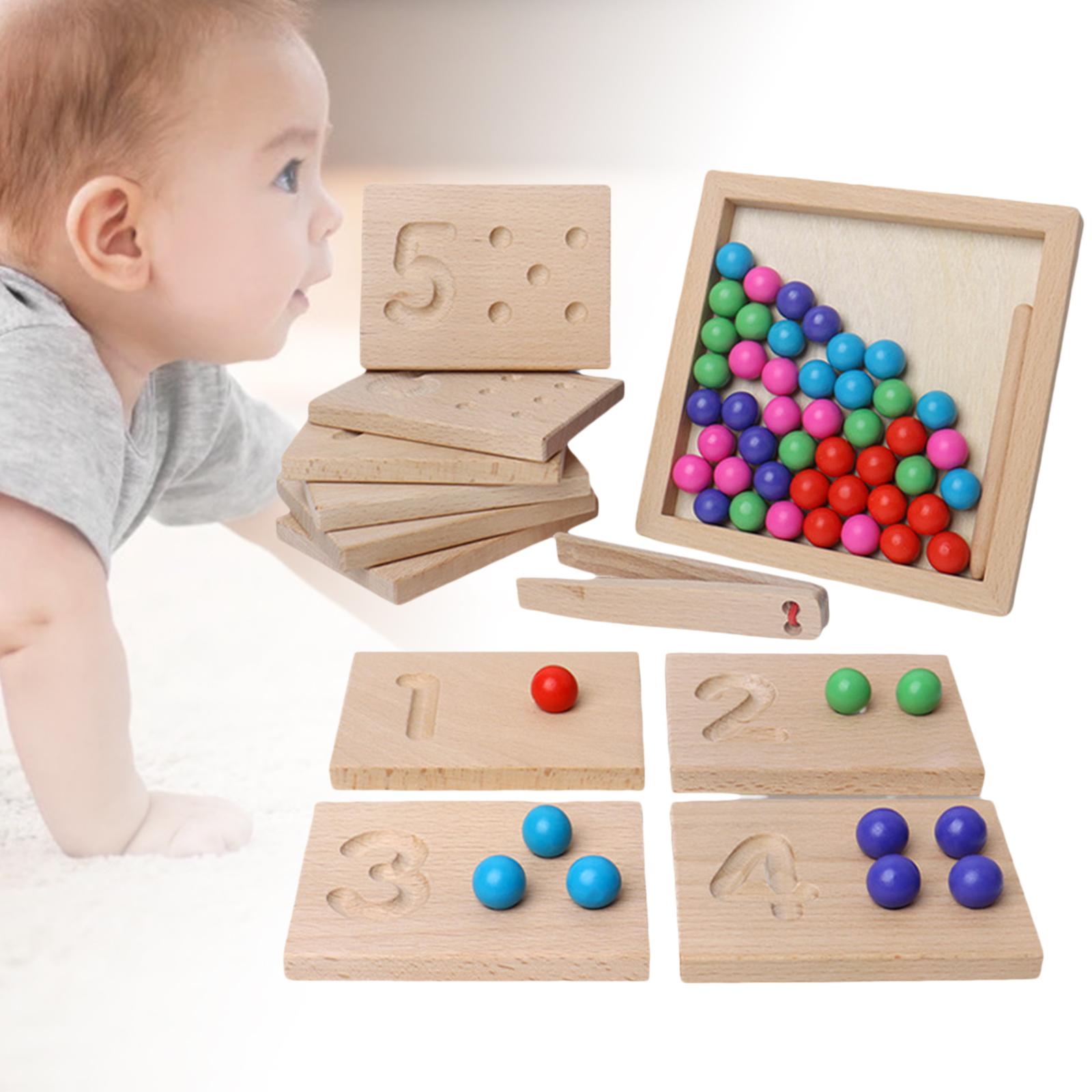 Wooden Board Clip Beads Game Montessori Toys Writing Tracing for Toddler Ages 3 4 5 6 7 Preschool Boy Girl Parent-Child Games