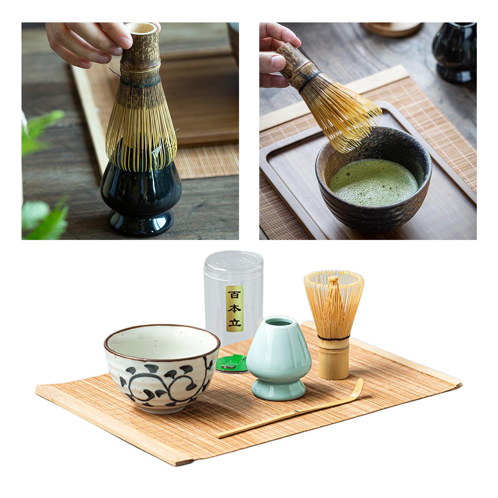 Matcha Whisk Set 5PC/1Set Premium Whisk (Chasen)+ Scoops (Chashaku)+ Tea Bowl+Mat +Stand Matcha Starter Set for Starter Ceremony