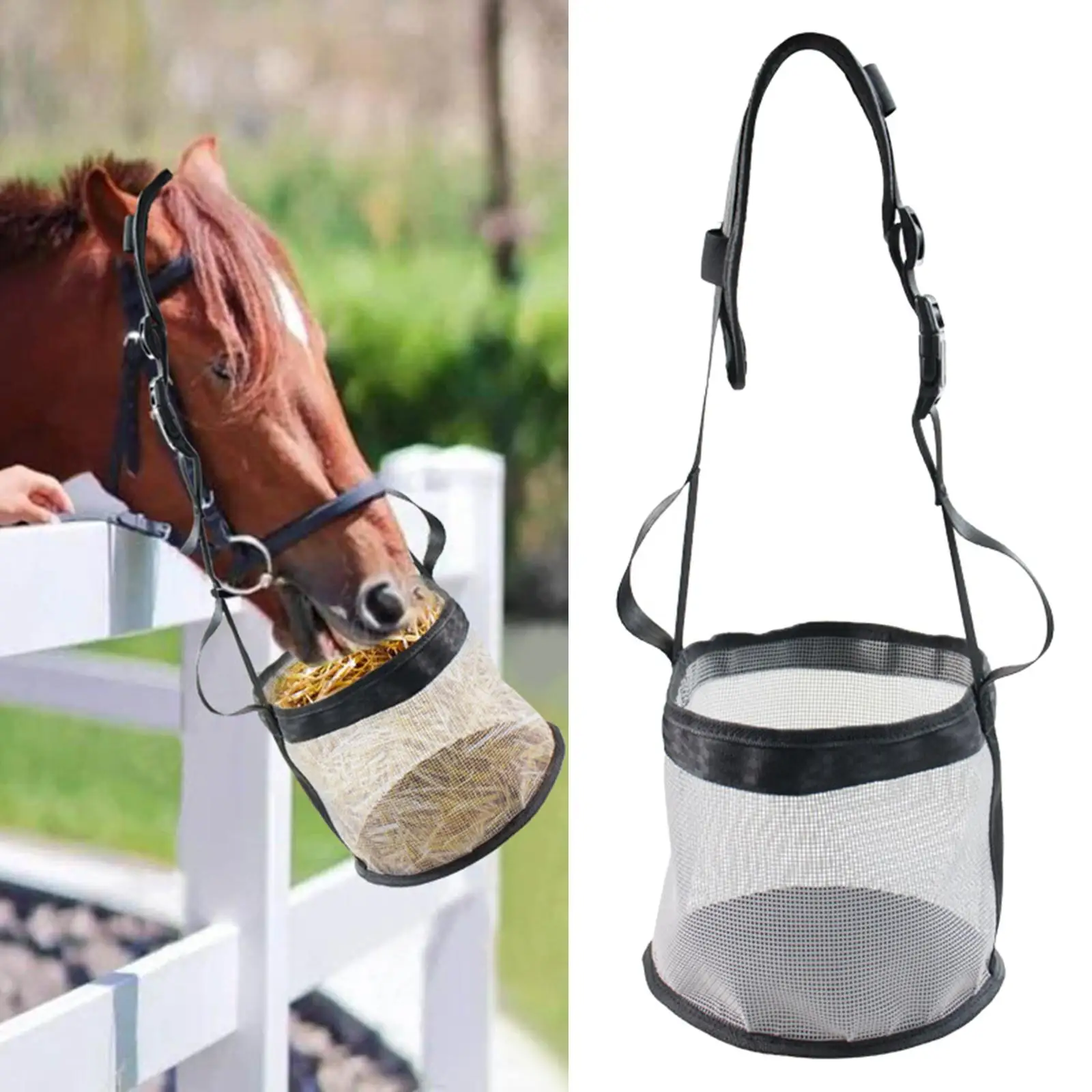 Horse  Feed Hay Net Bag Large Capacity Hanging Oxford Cloth Feeding Dry Straw Bag Feeder  Tote for Cows  Horse Sheep