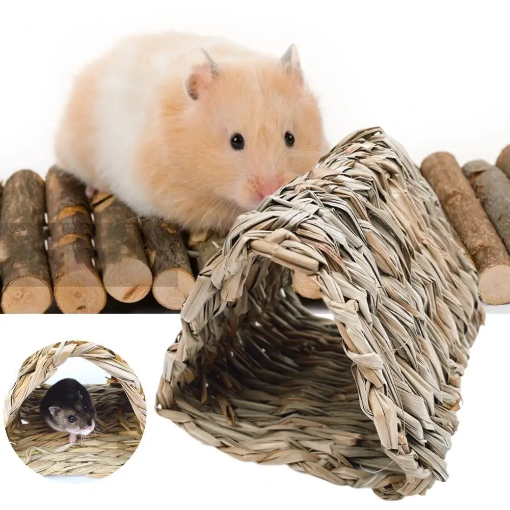 Wereldwijd gemiddelde straffen Hand Geweven Gezellige Hamster Klein Huisdier Stro Huis Schuur Hut Rat  Tunnel Speelgoed Ademend Voor Knaagdieren| | - AliExpress