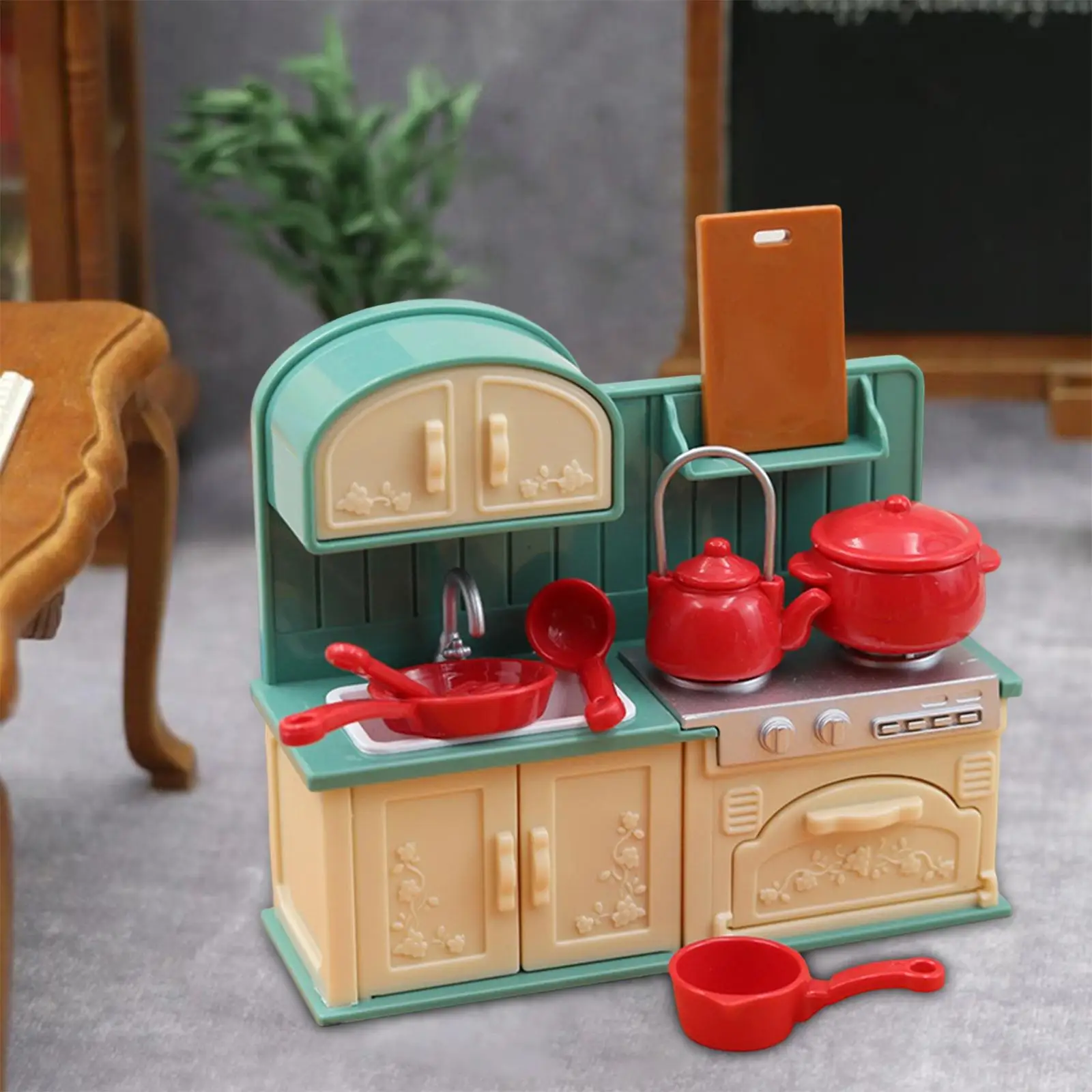 1/18 Scale Dollhouse Play Set Miniature Kitchen Toys Doll House Furniture Toys Dollhouse Furniture for Boys Presents