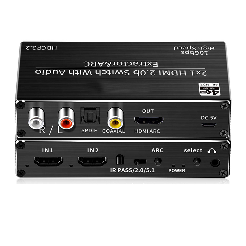 Title 1, 4K HDMI Switcher Extrator de áudio 2 em 1 selet...