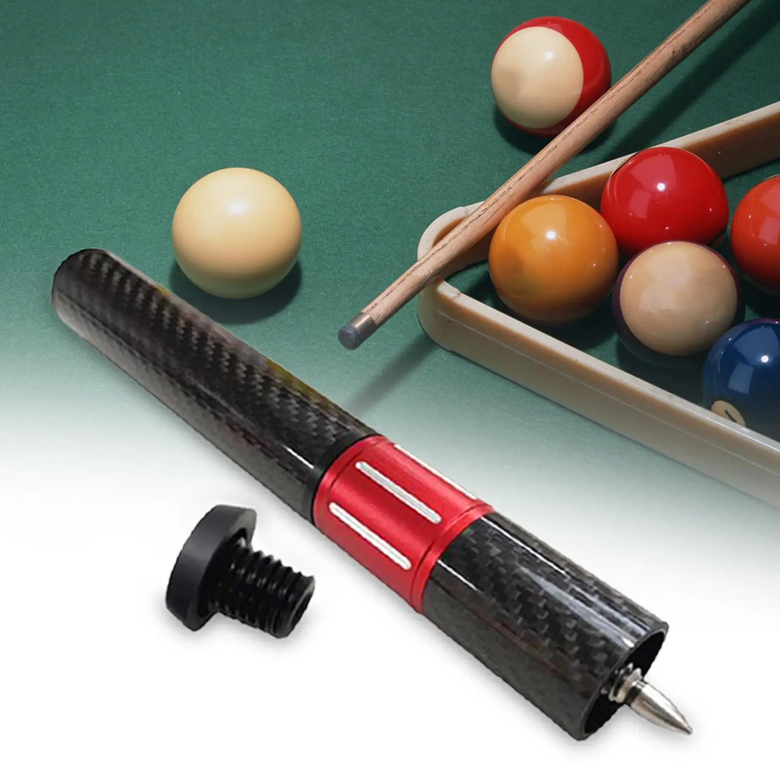 Billiards Pool Cue Extension with Bumper Compact Snooker Cue Stick Cue End Extender Adapter for Player Billiard Cues Practice