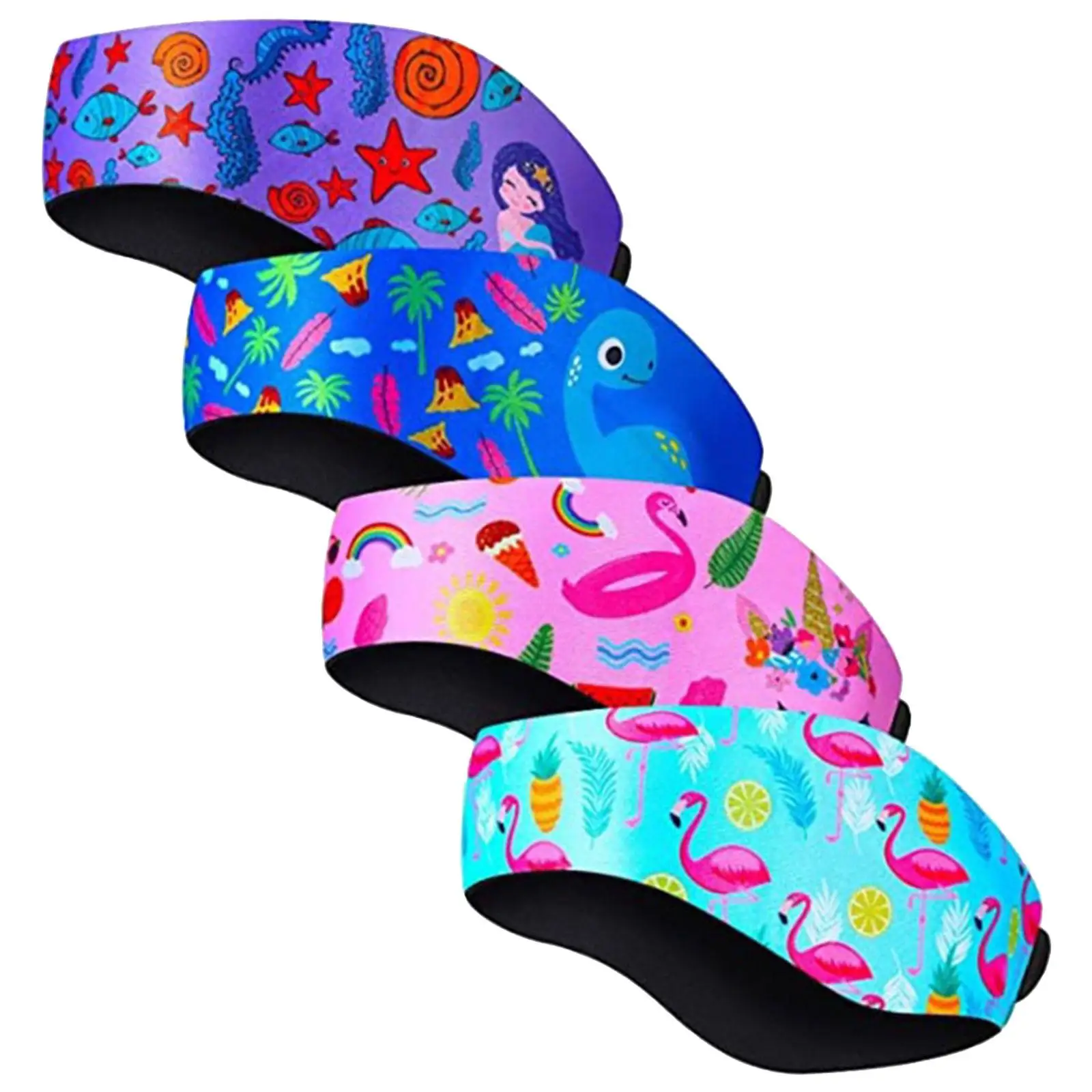 4 Pieces Kids Swimming Headband for Ears Waterproof Portable Comfortable Neoprene Band Swimmer Men Women Paddling Showering