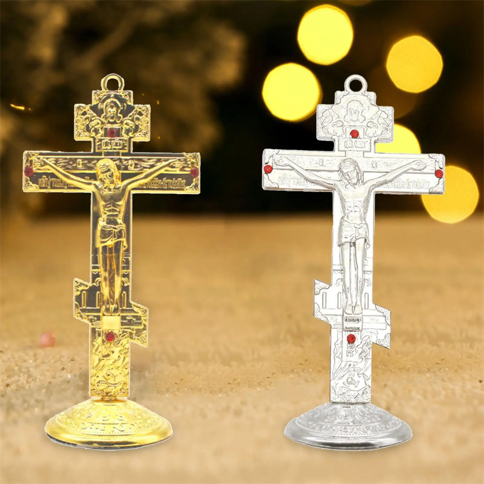 Jesus Cross for Desk 6.7x14cm Religious Gifts Easy Installation Standing Crucifix Home Chapel Decoration Durable Home Decor