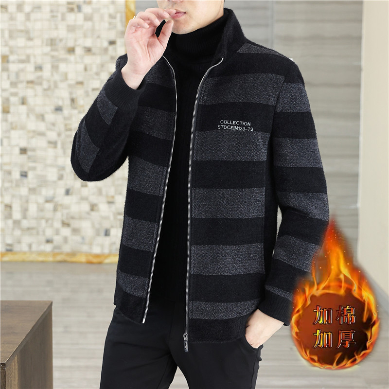 Description Picture 4 of itemMen's Jacket for Autumn and Winter Striped Fashion 2023 Wool Jackets for Casual Business Clothing Tight Social Coats Z168