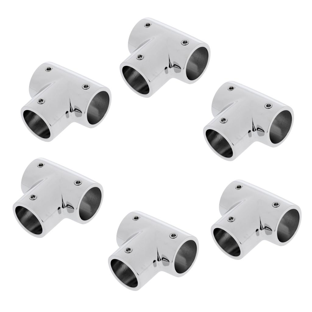 6pcs Solid Boat Handrail Hand Rail Fittings 90°316 Marine Stainless Steel Tee Hardware 1 inch