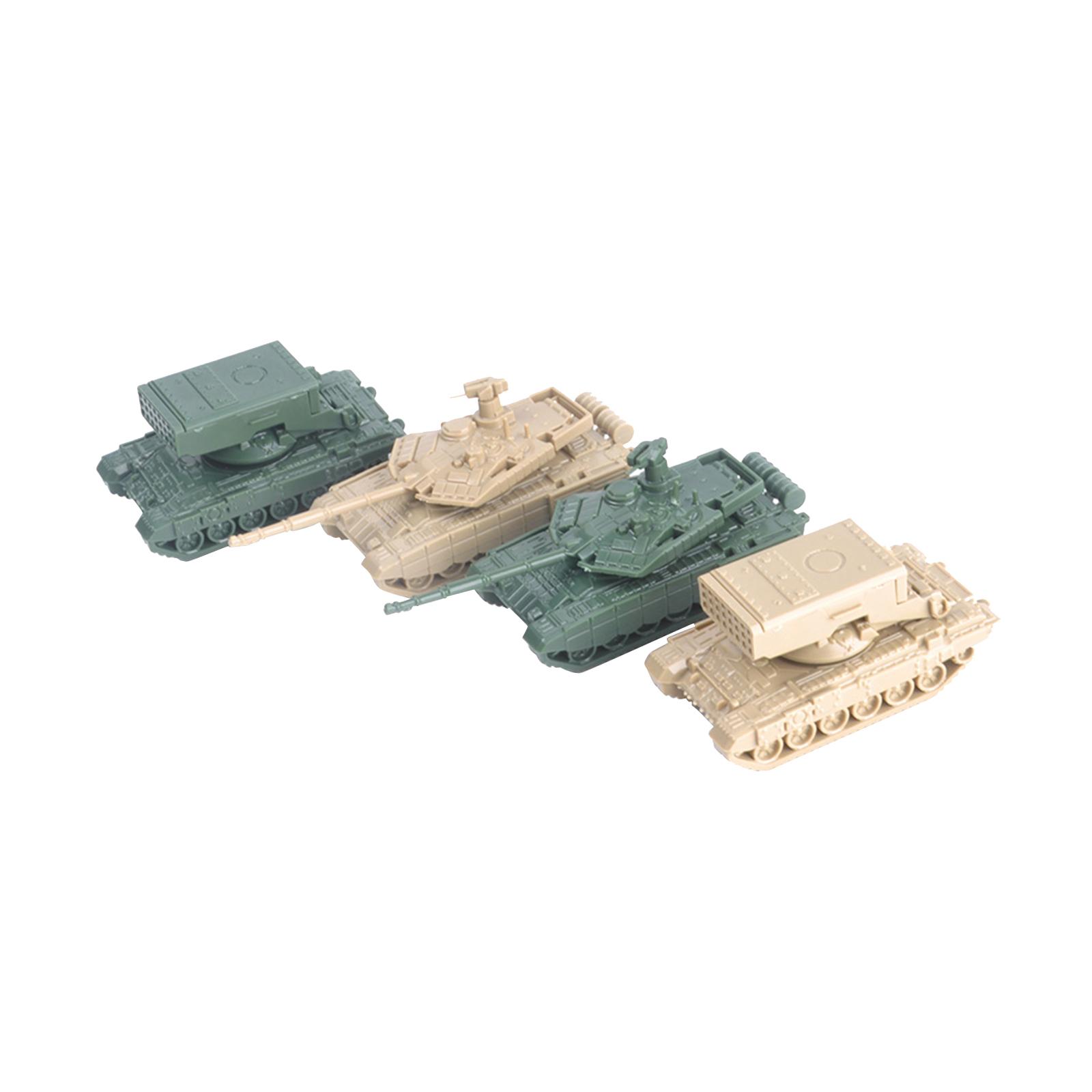 4 Pieces 1:144 Scale DIY Tank Model Miniature Tank Model Building Kits Tank Truck 4D Model for Toddlers Boys Kids Birthday Gifts