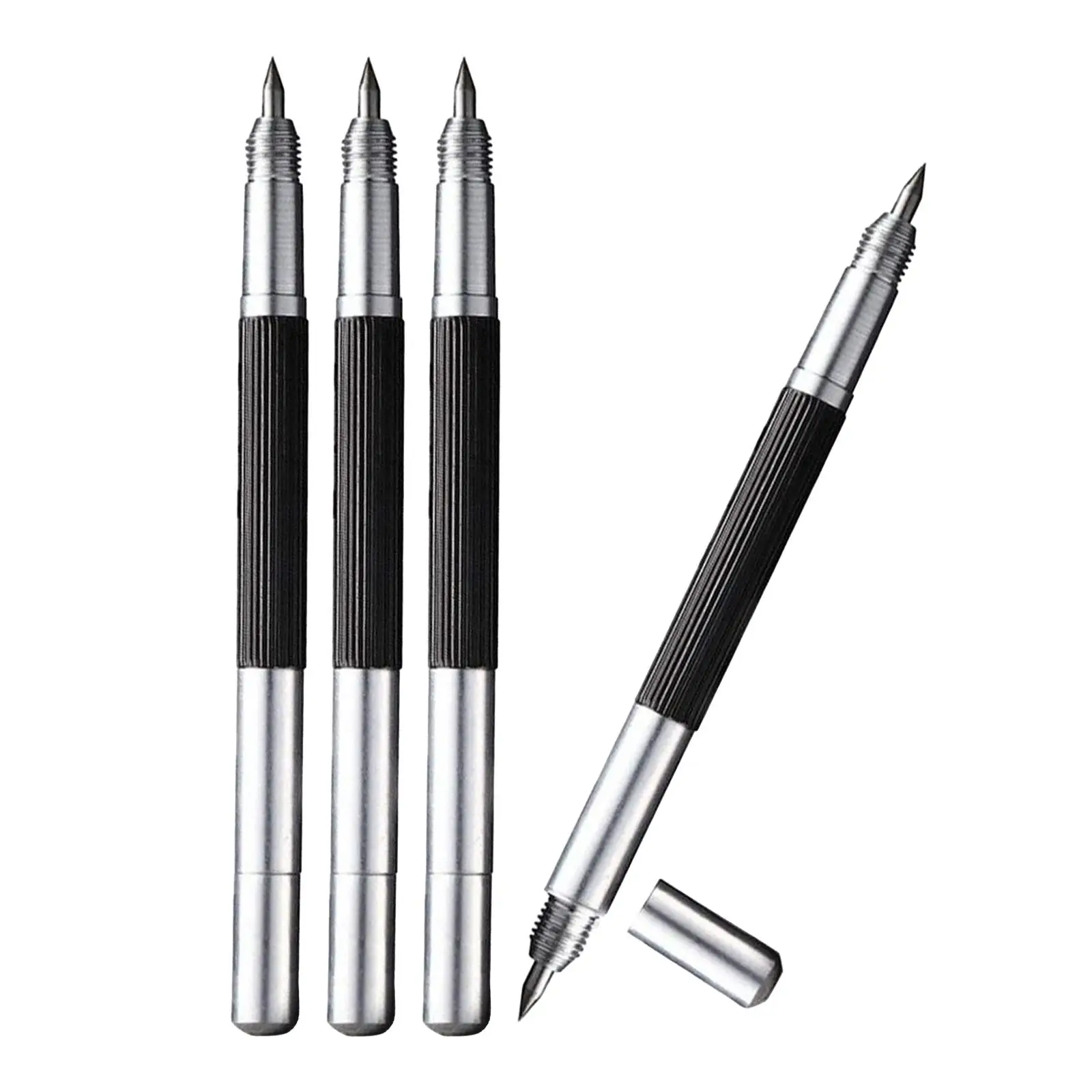 4Pcs Double-Ended Etching Engraving Pen Lettering Pen Stainless Steel Hand Tools Tungsten Carbide Scribing Pens for Glass