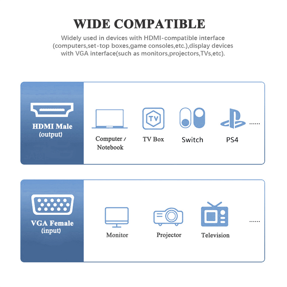 Title 4, 1080P HDMI-compatible to VGA Female Adapter HD ...