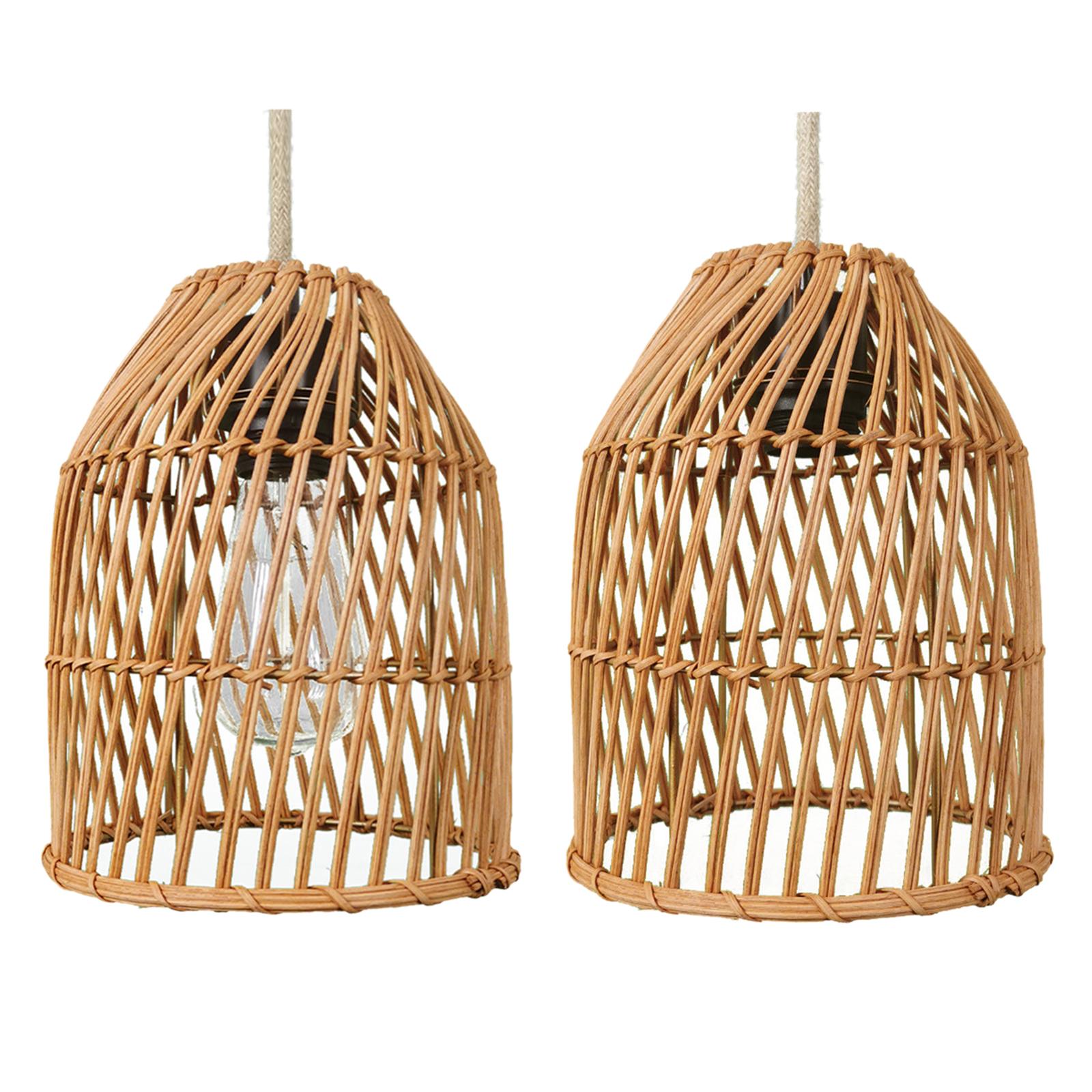 Rustic Bamboo Pendant Lamp Lampshade Hanging Ceiling Lamp Shade Weaving Hanging Lamps for Farmhouse Kitchen Decor