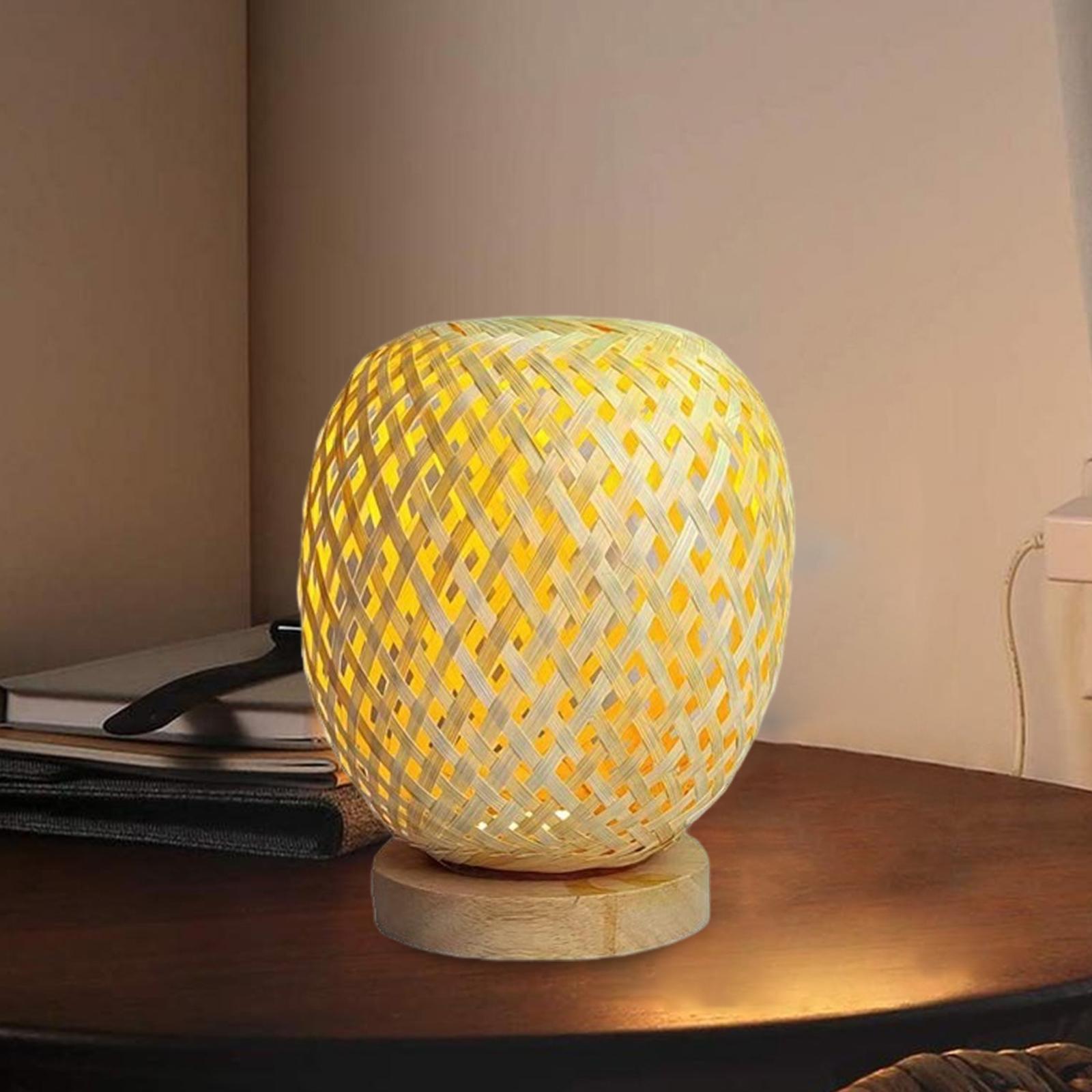 Unique Bamboo Table Lamps Bedroom Bedside Night Light Desk Lamp for Bedroom Cafe