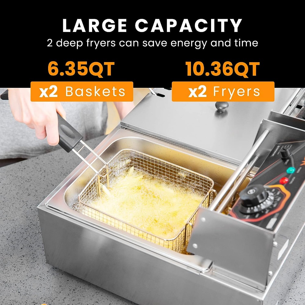 Title 5, 110V 20.7 Qt Commercial Electric Deep Fryer wit...