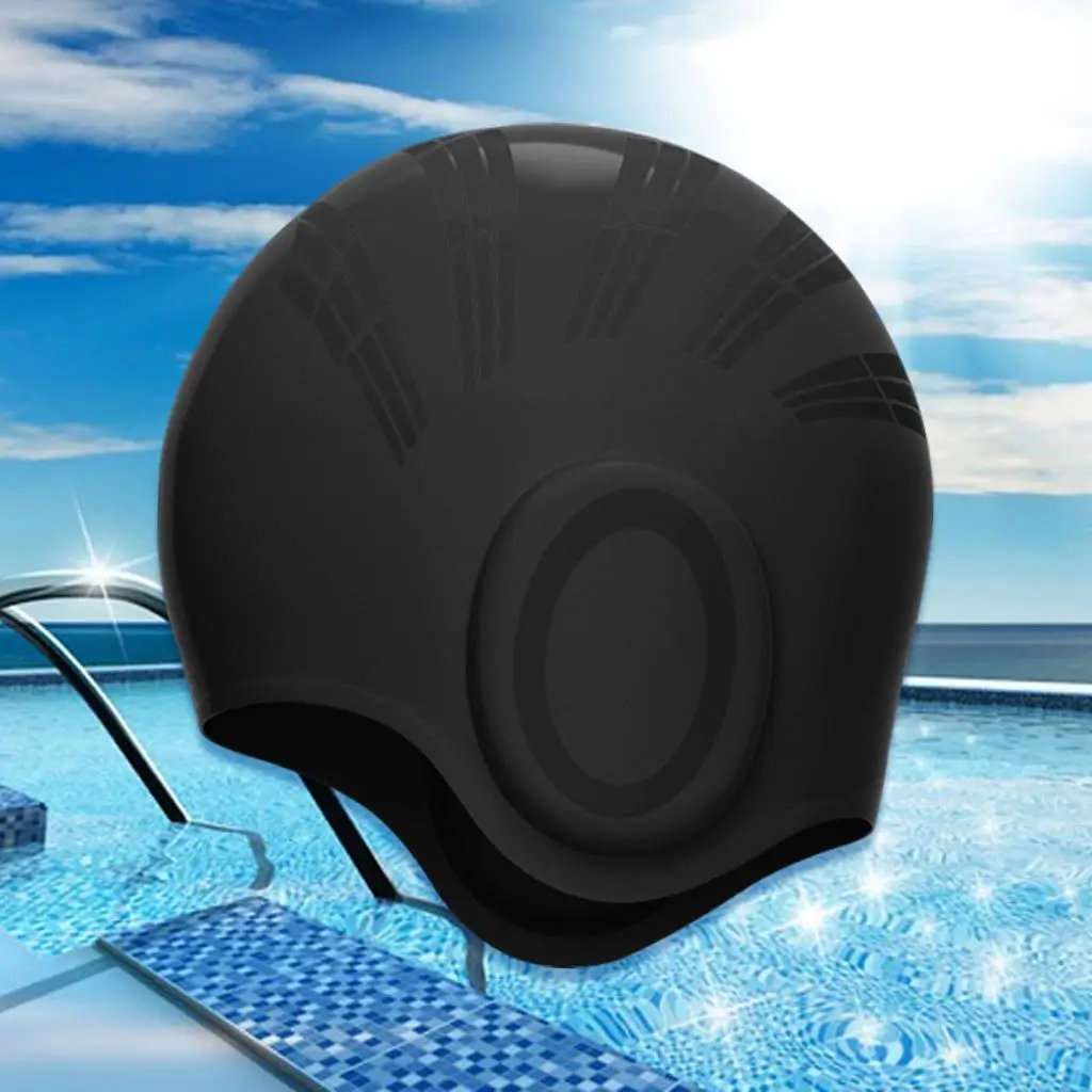 Silicone Long Hair Swim Hat Ear  Swimming Hat for Women and Men Keep Your Hair  to Put on and Off