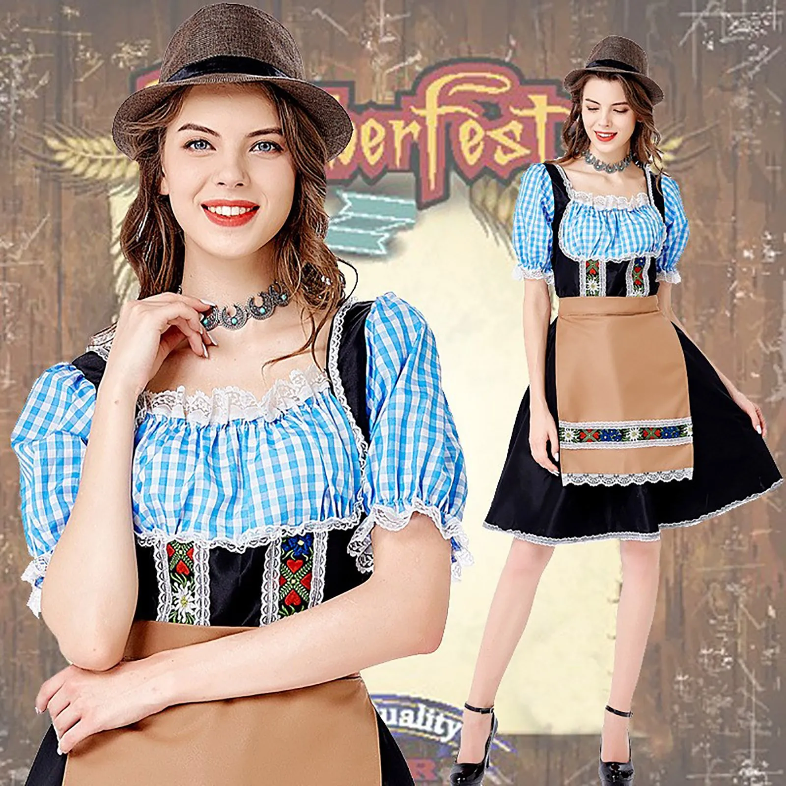 Womens Cosplay Party Dress Oktoberfest Dress Waitress Dress German Bavarian  Beer Wench Carnival Outfits Oktoberfest Cos