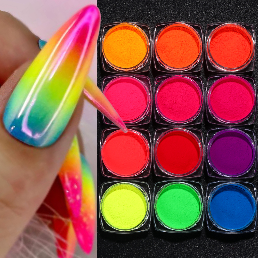 Best of 2013's Neon Phosphor Pigment Powder Set 12pcs Fluorescent Nail Glitter Chrome Pigment Gradient Effect Ombre Rubbing Neon Dust Reviews & Tips