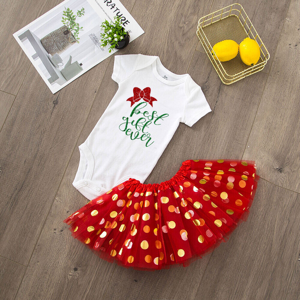 Mein 1. Weihnachts-Baby-Body + Kleid-Set, Weihnachtsfeier, Baby-Mädchen-Kleider, kurzärmeliges Kuchen-Kleid-Set für Kleinkinder – Detail 11