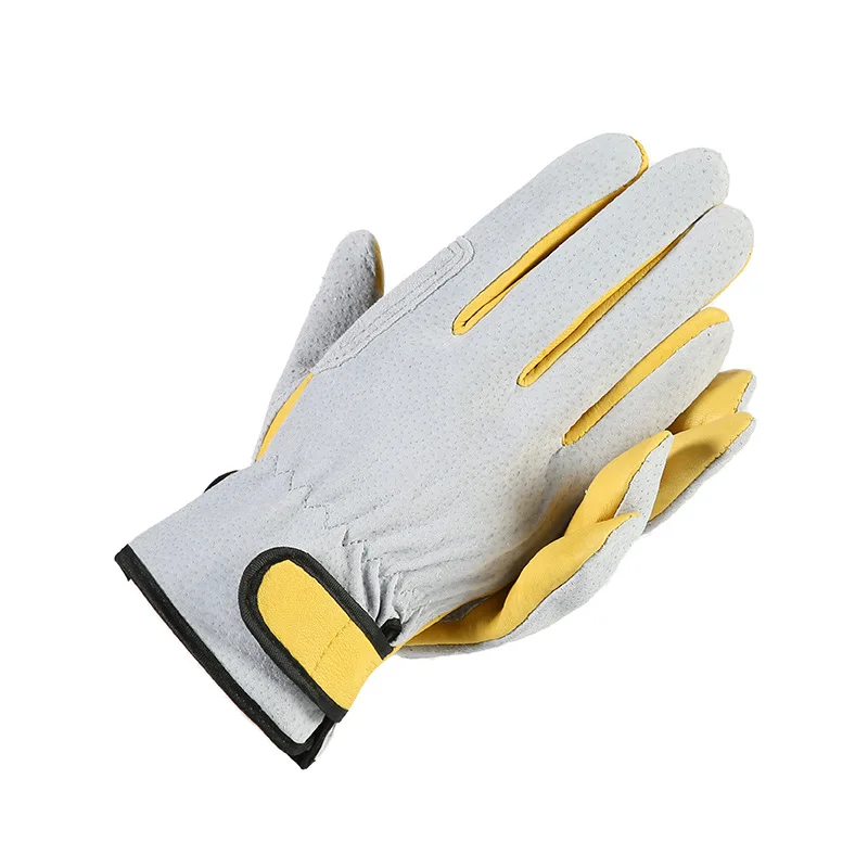 Work Gloves Leather Workers Work Welding Safety Protection Garden Sports Motorcycle Driver Wear-resistant Gloves Average code chemical protective clothing