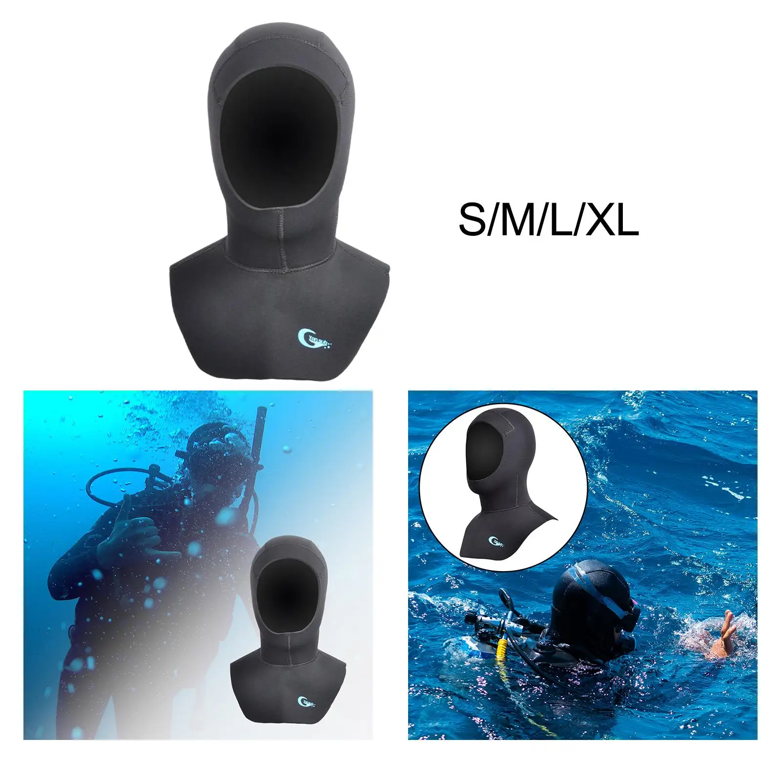 Wetsuit Hood Diving Cap for Women Men 5mm Neoprene Diving Hood Head Cover for