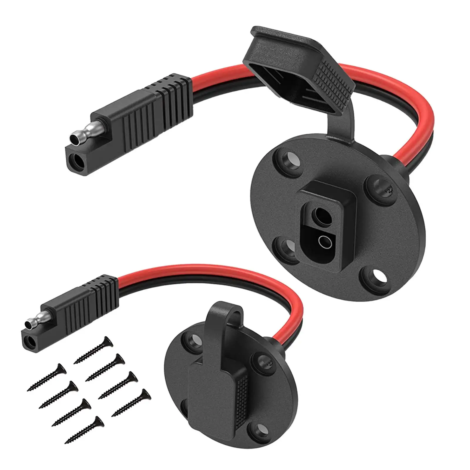 2 Pieces SAE Socket 2 Holes Motorcycle 30A SAE Connector 12AWG Accessory Quick Connect Disconnect Flush-mountable Extension Cord