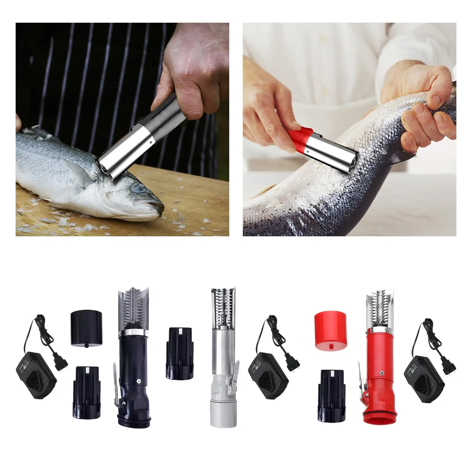 Portable Powerful Fish Scaler Seafood Cleaning Tool Fish Scale Remover Descaler Fish Cleaning Tools for Hotel Home Kitchen