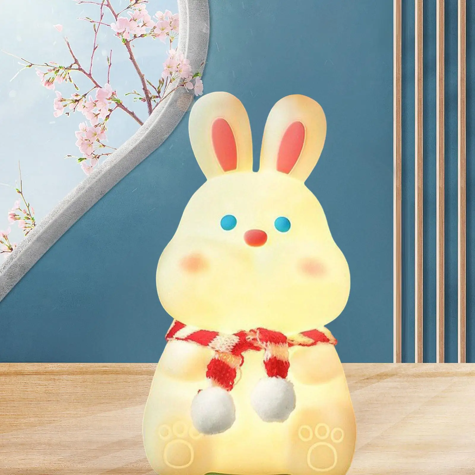 Rabbit Shaped Night Light Portable Color Changing Nightlight Cute Bedside Lamp for Tabletop Toddler Children Breastfeeding Baby