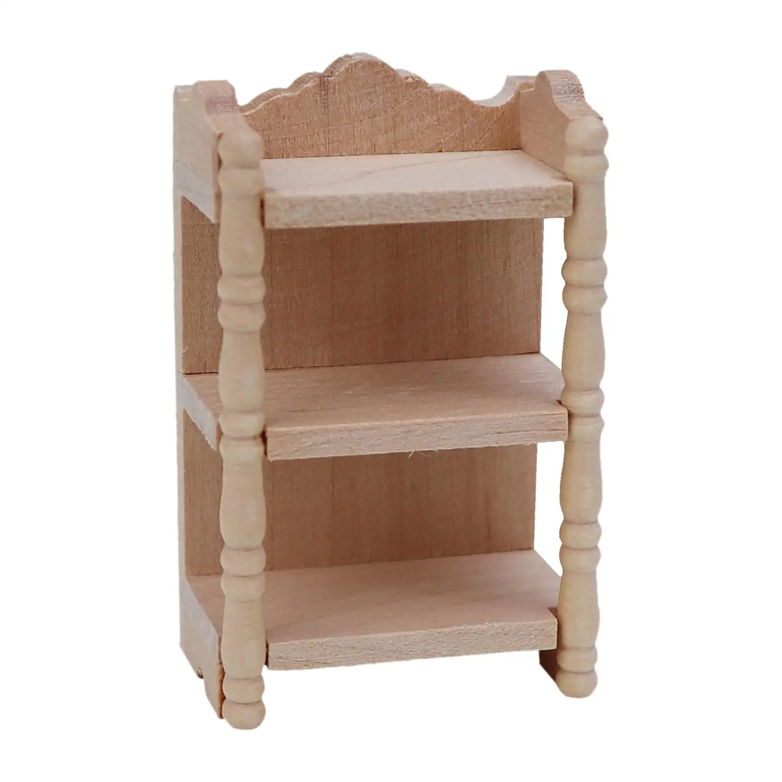 Dollhouse Wood Storage Shelf 1:12 Mini Bookcase for Photo Props