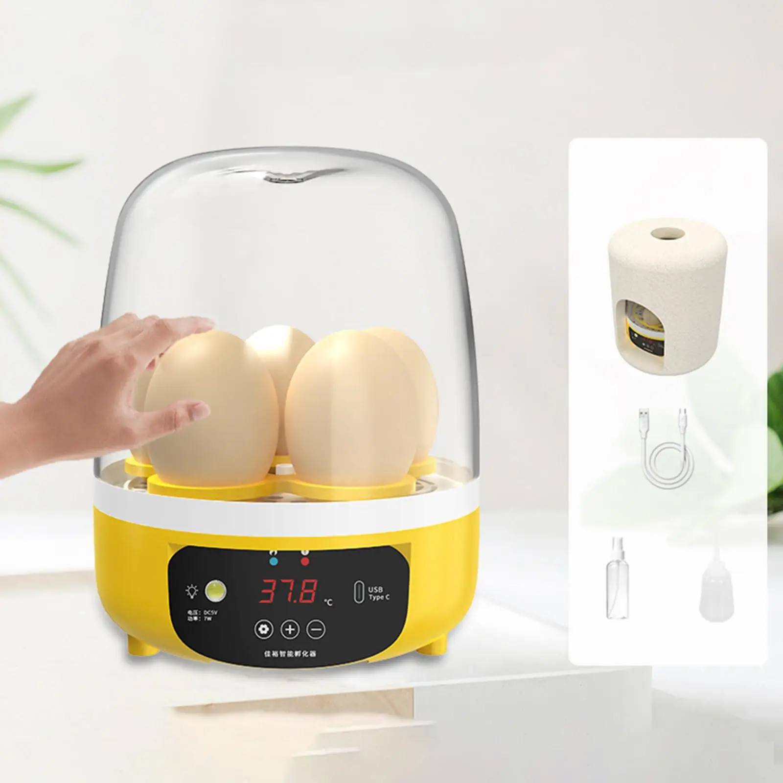 Portable Poultry Hatcher 5 Eggs Digital Automatic Egg Incubator for Hatching