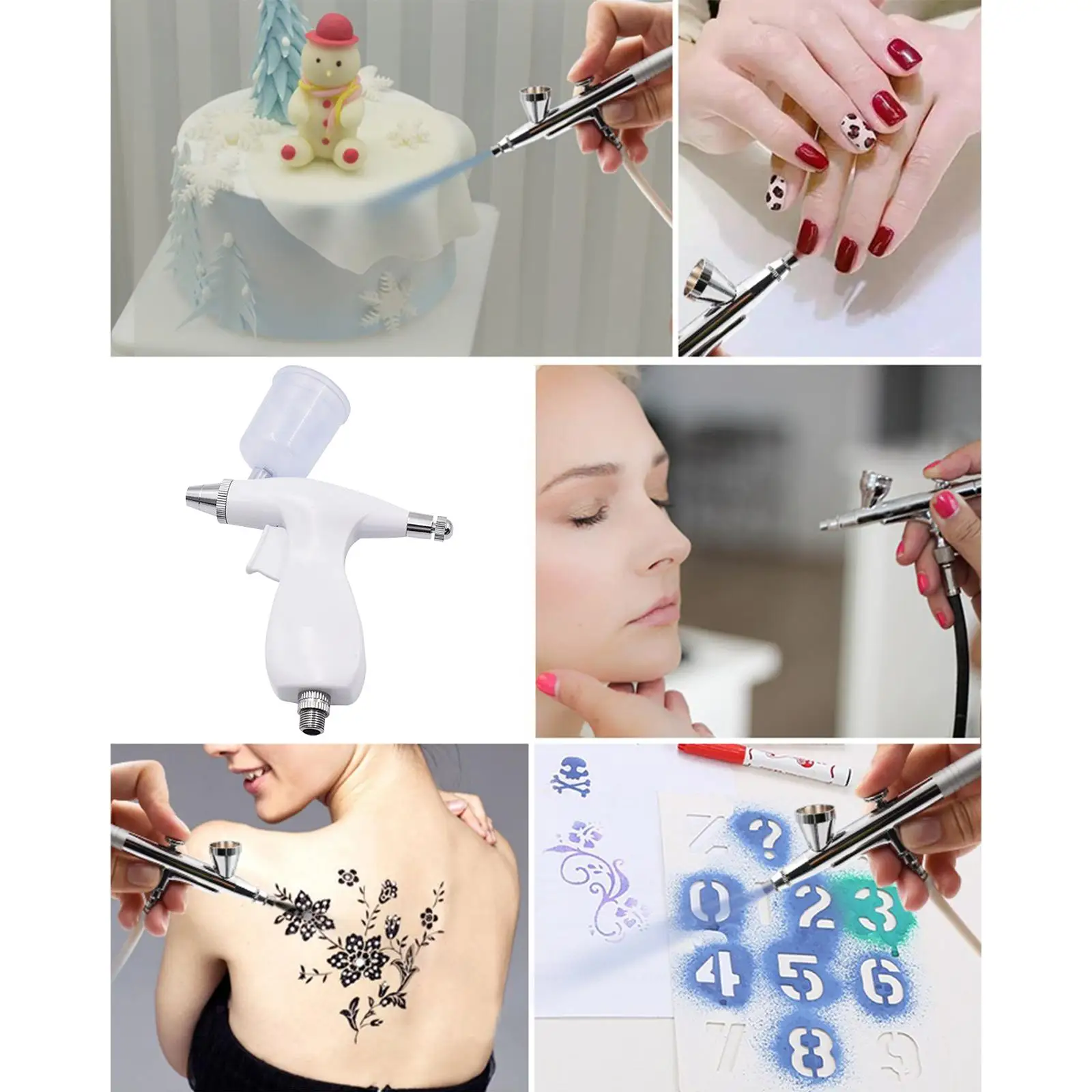 Mini Airbrush Spray Gun 1/8 Connector 0.4mm Nozzle Airbrush Nozzle for Makeup Model Painting Cake Decorating Manicure Nail Art