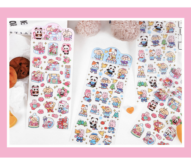 1 Blatt/Packung Washi-Papier-Aufkleber „Keep Cute Series Fresh“, Cartoon-Panda-Katze, Kaninchen, Handbuch, Materialaufkleber – Detail 11