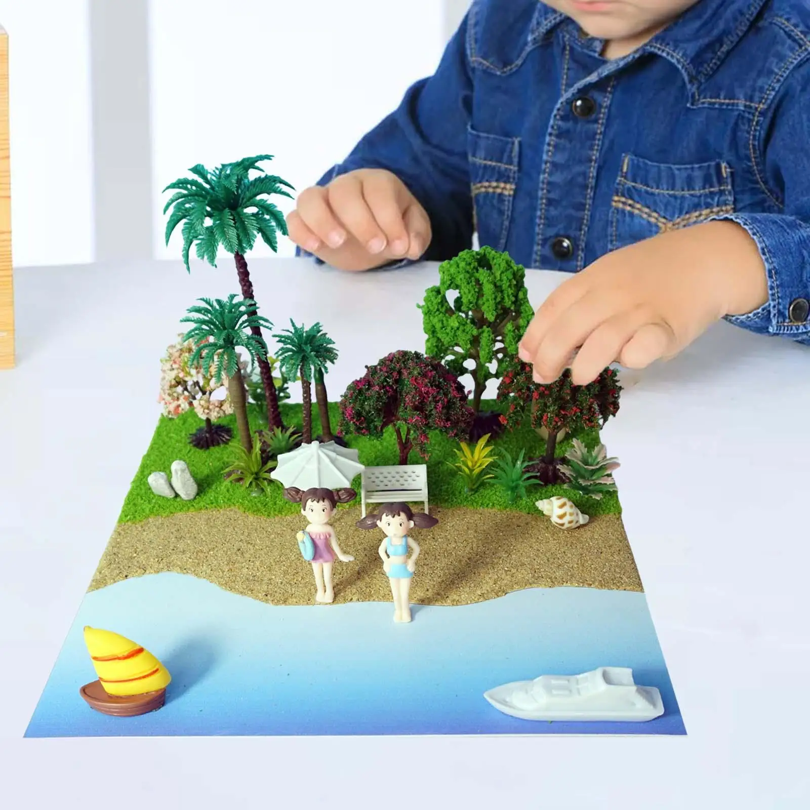 Summer beach scenes Building HO Scale Scenery Kits beach scenes Model Display for Imagination