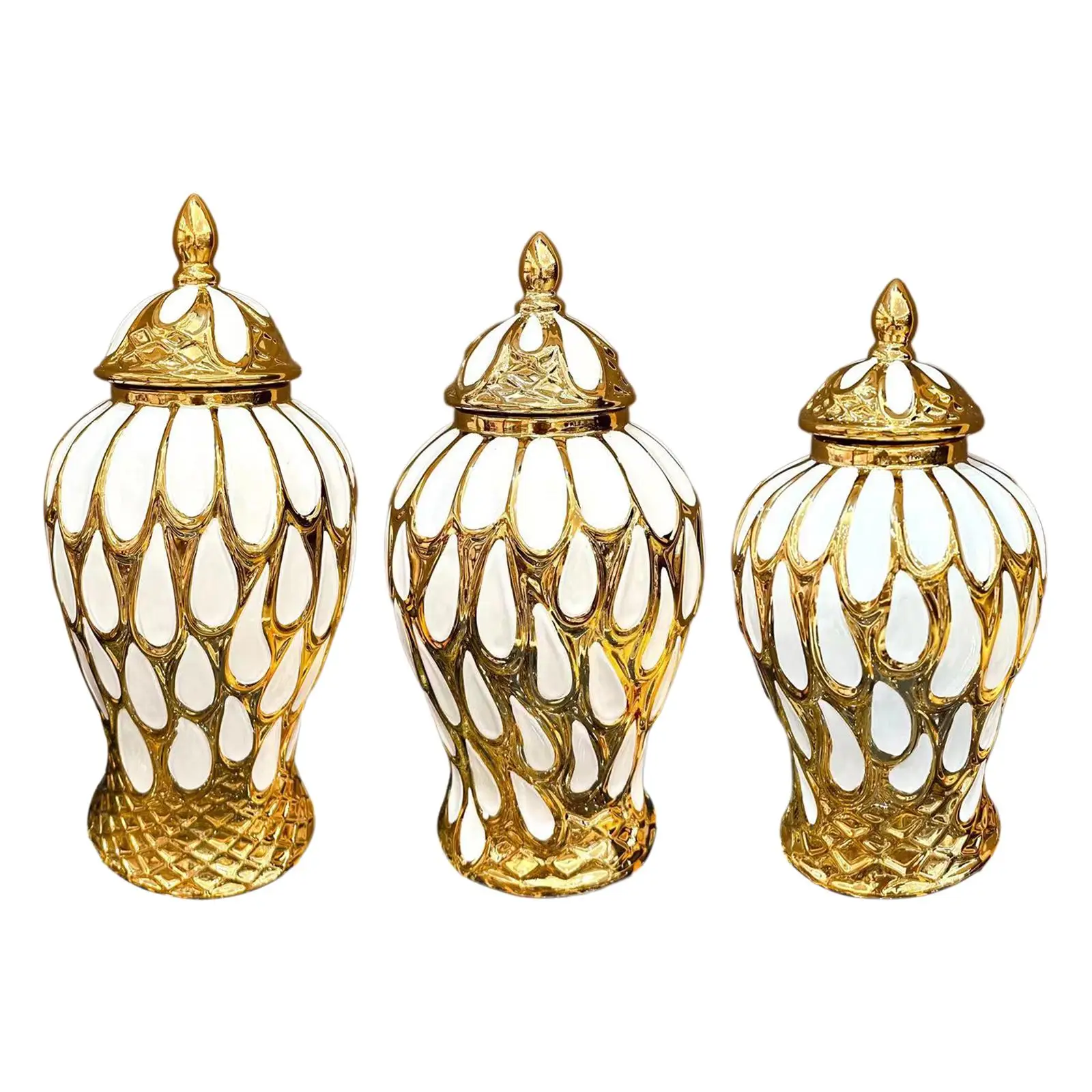 Porcelain Ginger Jar, Ceramic Vase Floral Arrangement, Temple Jar with Lid,