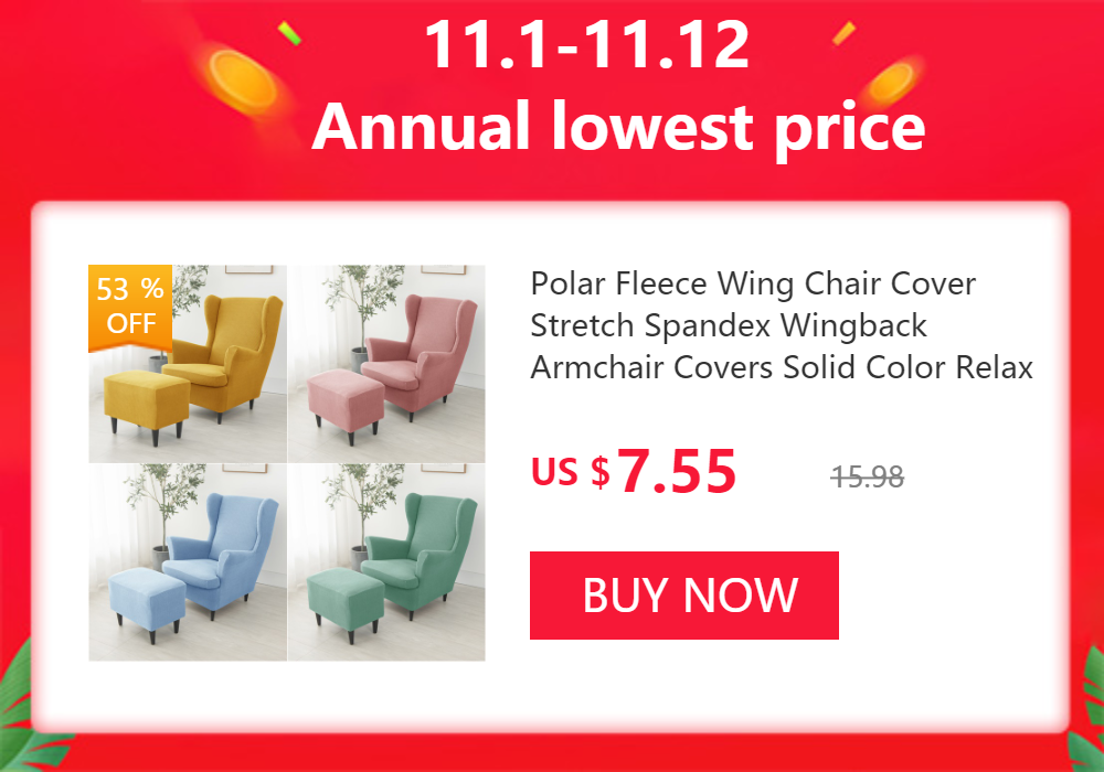 Polar Fleece Wing Chair Cover Stretch Spandex Wingback Armchair Covers Solid Color Relax Sofa Slipcovers With Seat Cushion Cover