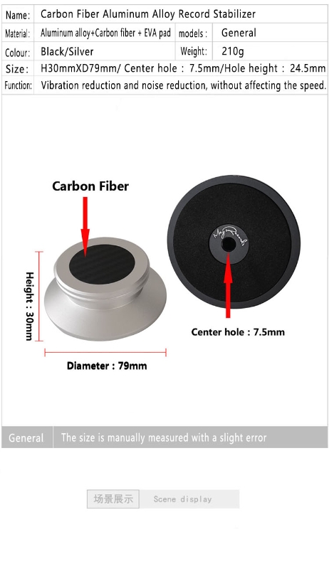 Title 6, Carbon Fiber Bottom Abum LP Record Clamp Disc S...