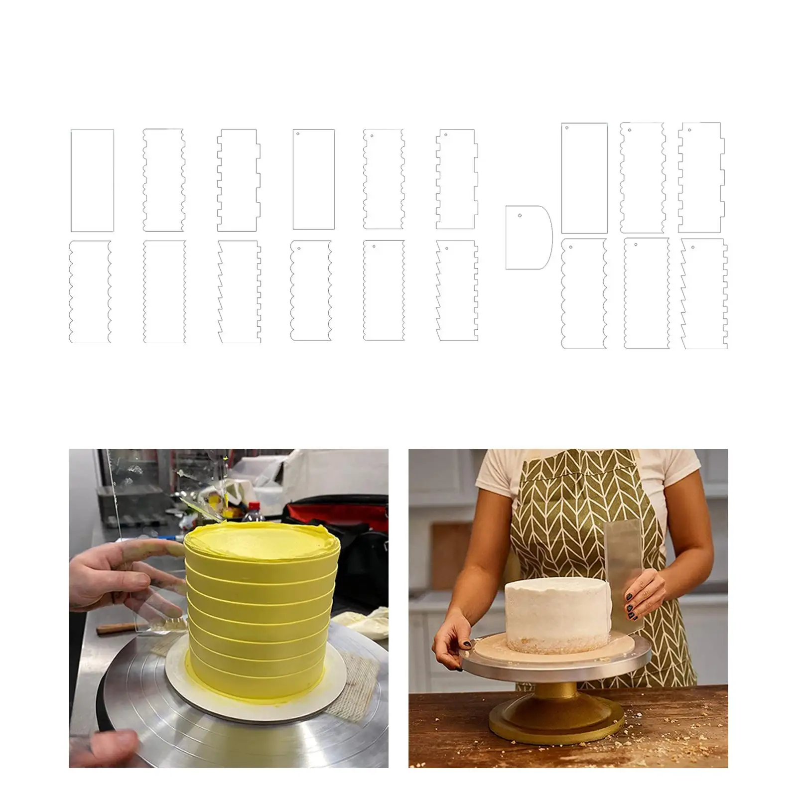 Cake Scraper Set Frosting Cake Baking Accessory Cake Stripes Edge for