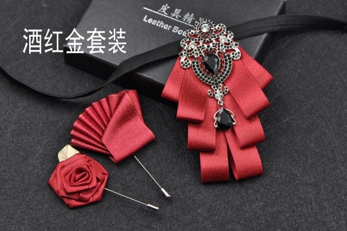 Luxus schwarz Strass Fliege britische High-End-Männer Jungen Business Hochzeit Anzug Hemd Kragen Blumen setzt handgemachte Schmuck Geschenk – Detail 10