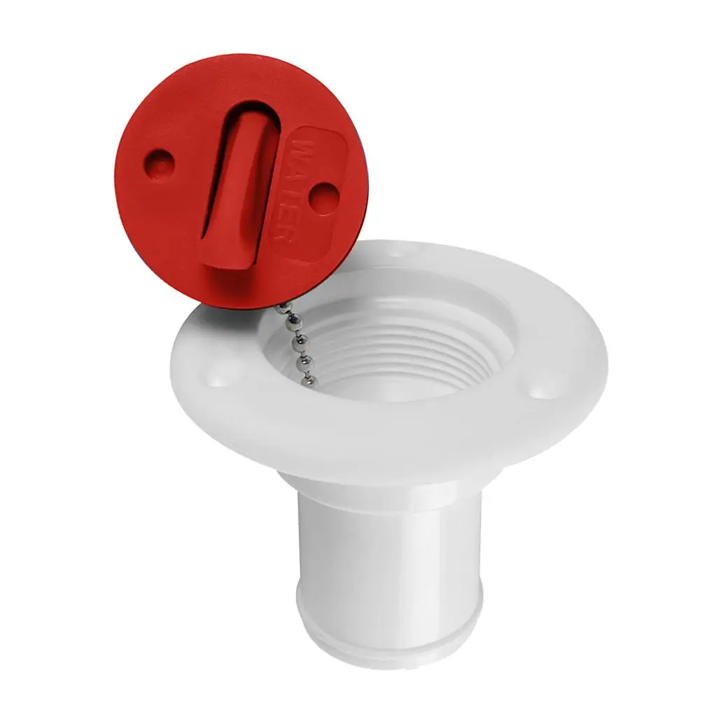 White Nylon Marine Boat Yacht Fuel/Gas/Petrol/Deck Filler for 38mm 1 1/2`` Hose Socket with Red Keyless Cap