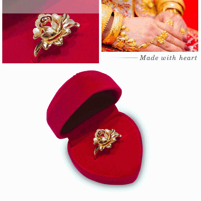 Red Love Single Ring Box Pendant Box Ring Organizer Jewelry Gift Storage for Wedding Proposal Engagement Ceremony