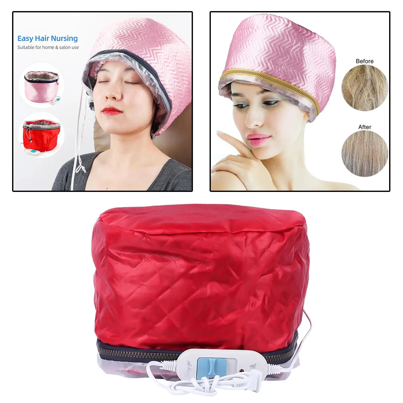 Hair Heating Caps Steamer 3-Modes Safe Household Red Hair Steamer for Deep Conditioning Home Salon Nourishing Hot Head Care SPA
