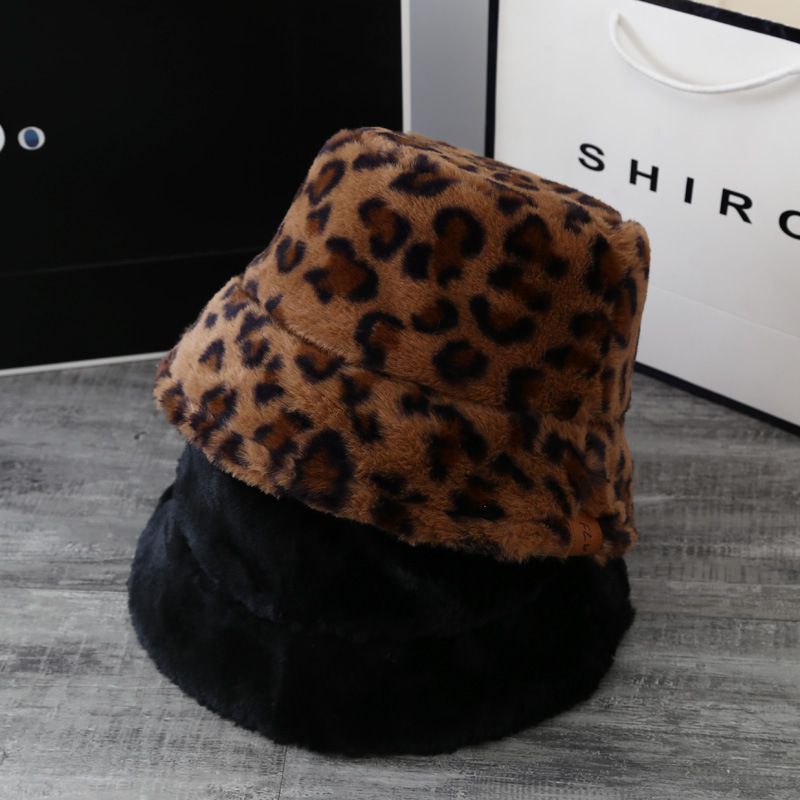 Winter Women Leopard Print Bucket Hats 