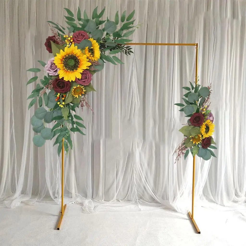 2Pcs Artificial Wedding Arch Flowers, Sunflowers Decor, Rustic Flower Garland Party Reception Backdrop Garden