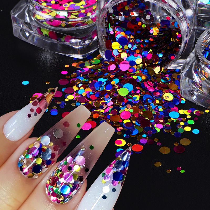 Best of Mermaid Effect Sequin Nail Art Decoration Accessories Dazzling Bubble Glitter Flakes Rainbow Small Round Piece Manicure Supplies Reviews & Tips