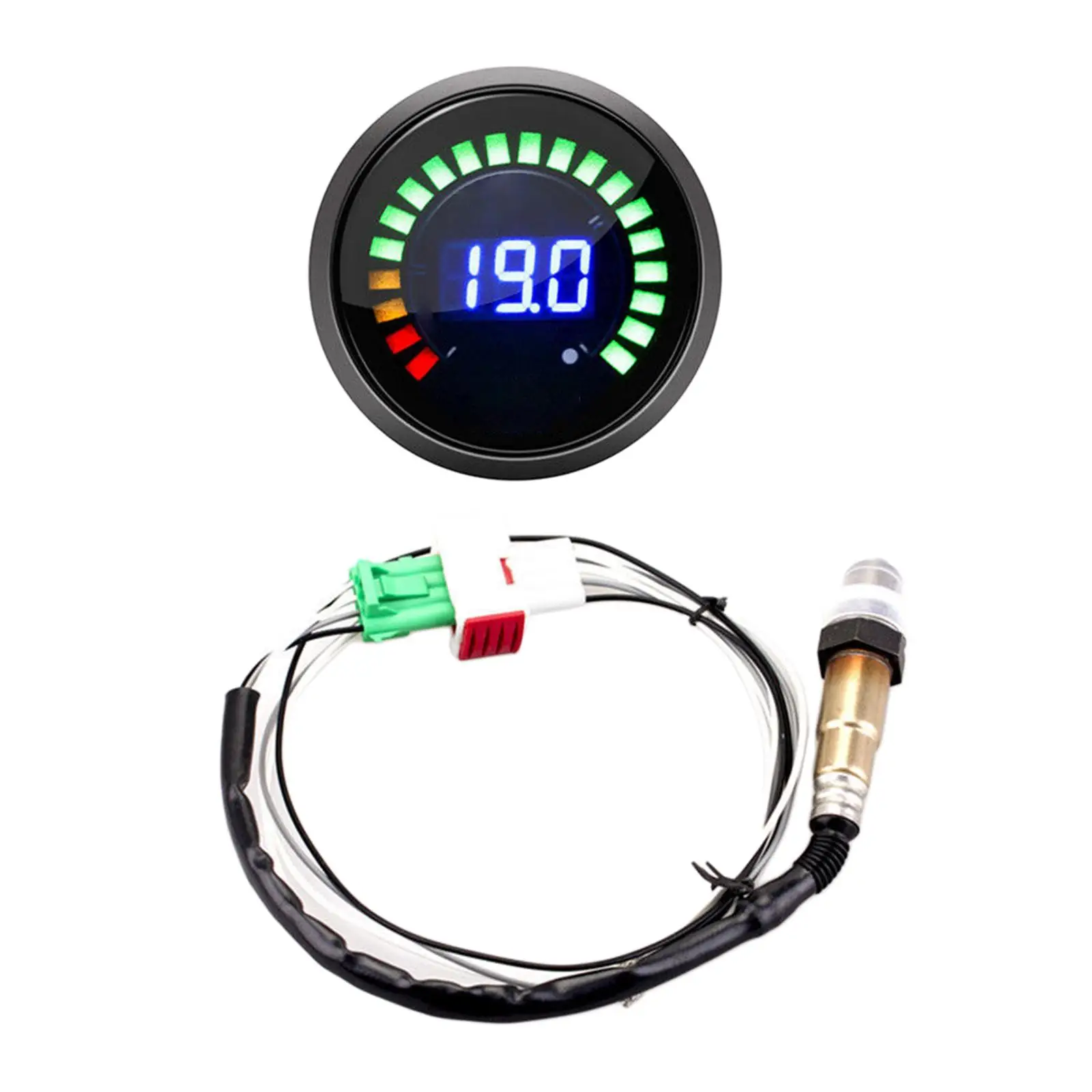 Air/Fuel Ratio Gauge with O2 Oxygen Sensor Fits for 12V Vehicle Easy to Install Replacement