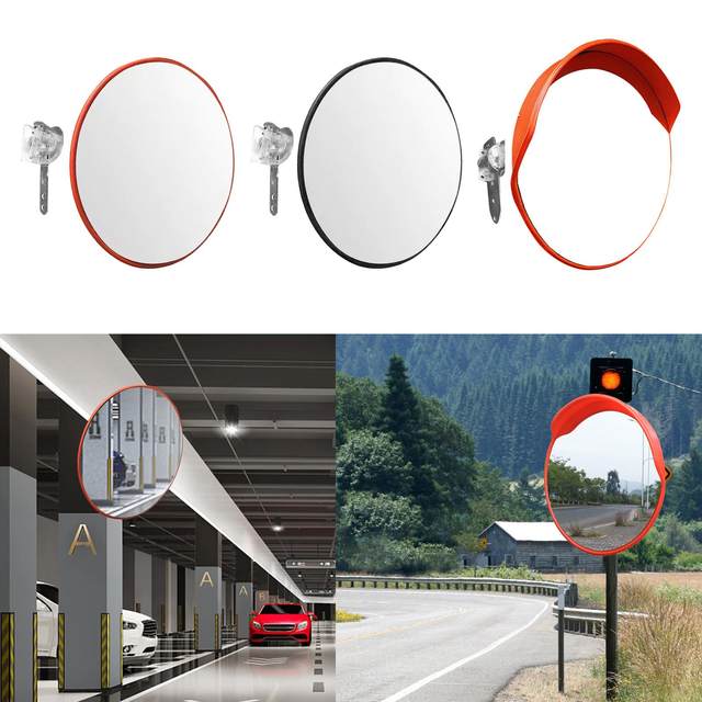 thumbnail image 2 of Concave Mirror Fish Eye - Convex Traffic - 11.8in Blind Mirrors - Convex Road Safety - Room Decor - Adjustable Wide Angle Blindspot For Corners, Truck, Garage, Store Driveway Mirrors For Sale 2 of 13