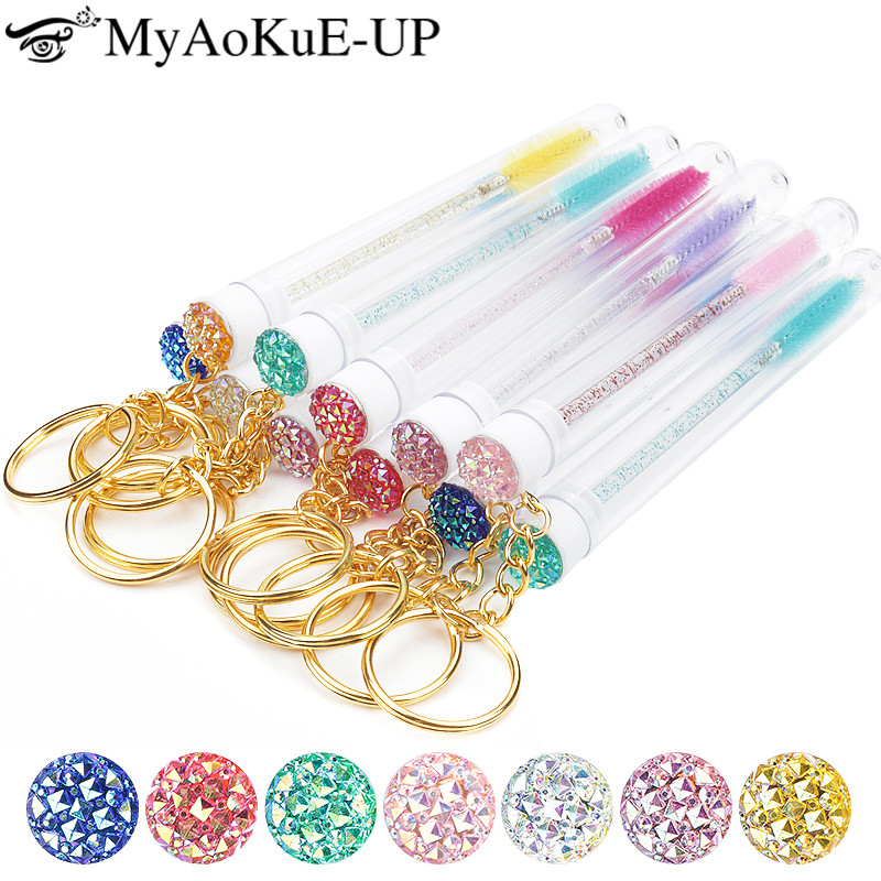 Best of 10 / 5Pcs Tube Eyelash Brush With Gold Keychain Glitter Mascara Wand For Lash Extension Clear Micro Comb Container Makeup Tool Reviews & Tips