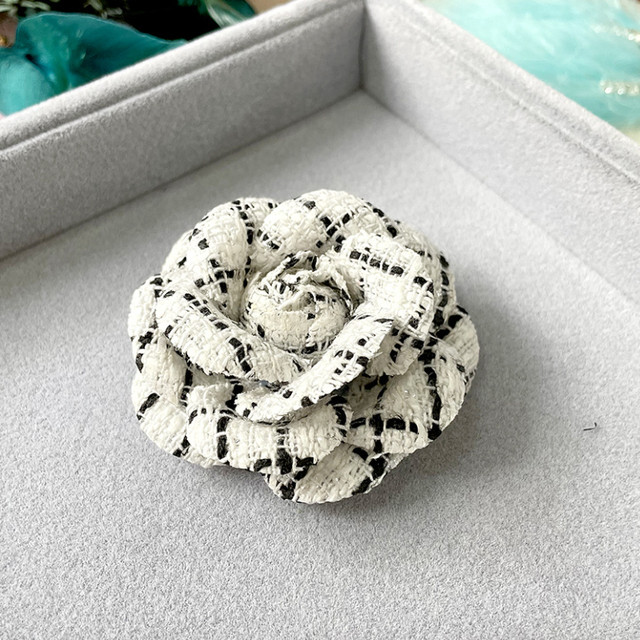 Chanel white top fabric brooch