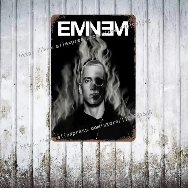 Eminem Poster 8 Mile Decorative Sign Retro Rap Music Poster Home Bar Club  Wall Metal Tin